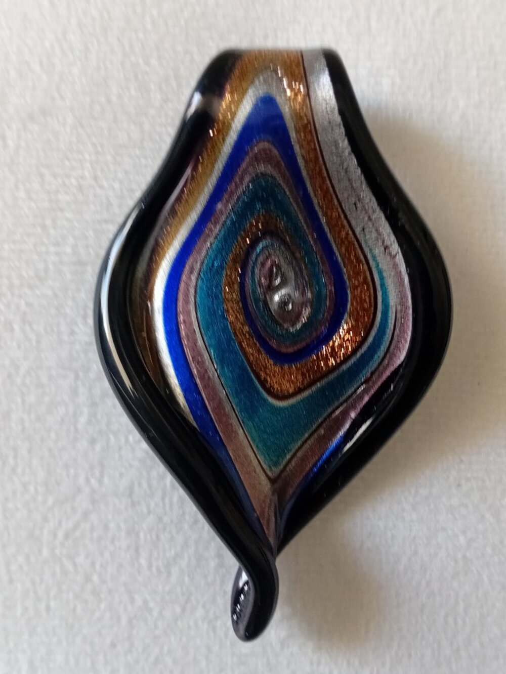 Large Murano Glass Leaf Shaped Pendant & 4 Glass Bead Charms